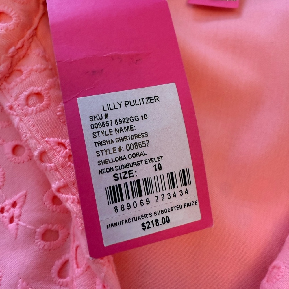 Lilly Pulitzer Shelona Coral Neon Sunburst Dress 10 - Picture 6 of 12
